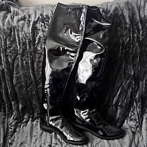 Over the Knee Patent Leather Boota